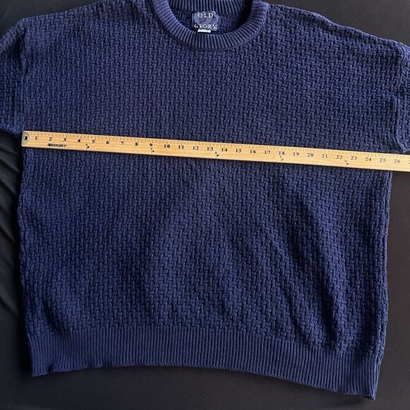 Vintage Old Glory Sweater Mens Extra Large Blue Textured Grandpa Cotton Preppy - Picture 5 of 8